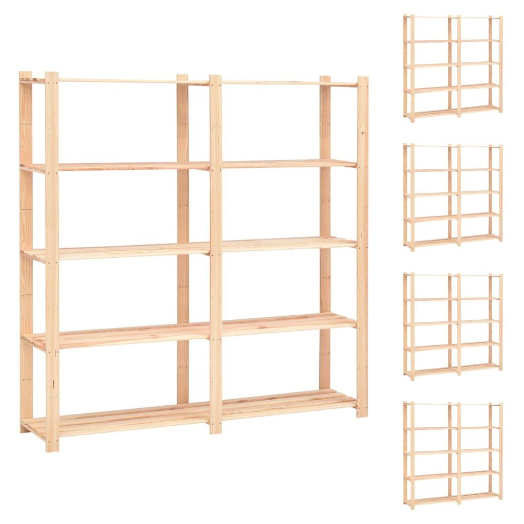 66.9" Solid Pinewood 4-Shelf Standing Storage Rack