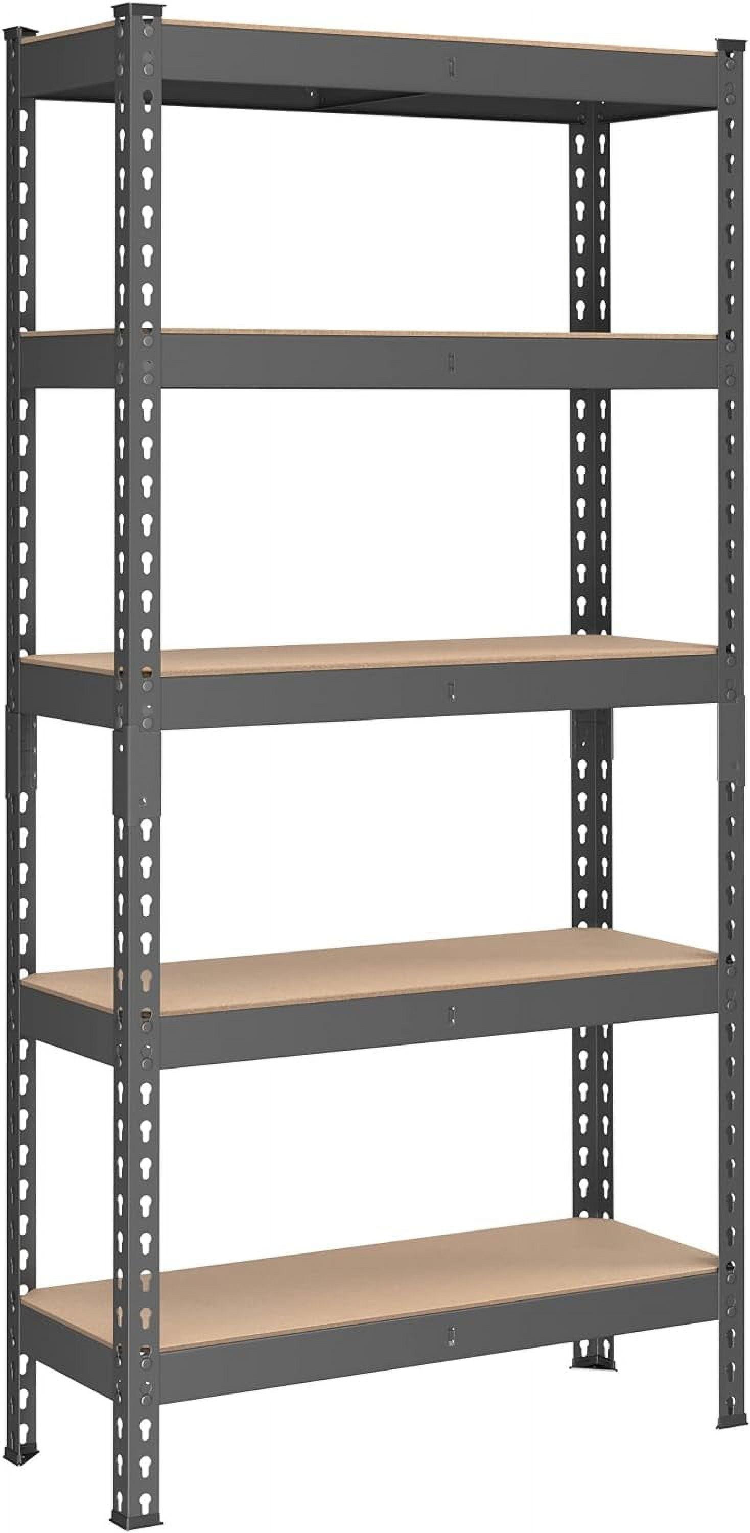 Gray 5-Tier Adjustable Steel Garage Storage Shelving Unit