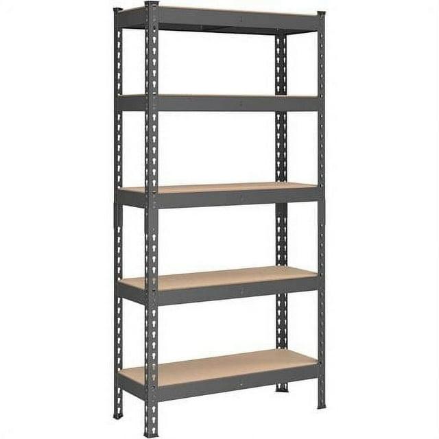 5-Tier Storage Shelves Metal Garage Storage Boltless Assembly Adjustable Shelving Unit 11.8 x 29.5 x 59.1 Inches Load 1929 lb for Shed Warehouse Basement Kitchen Gray