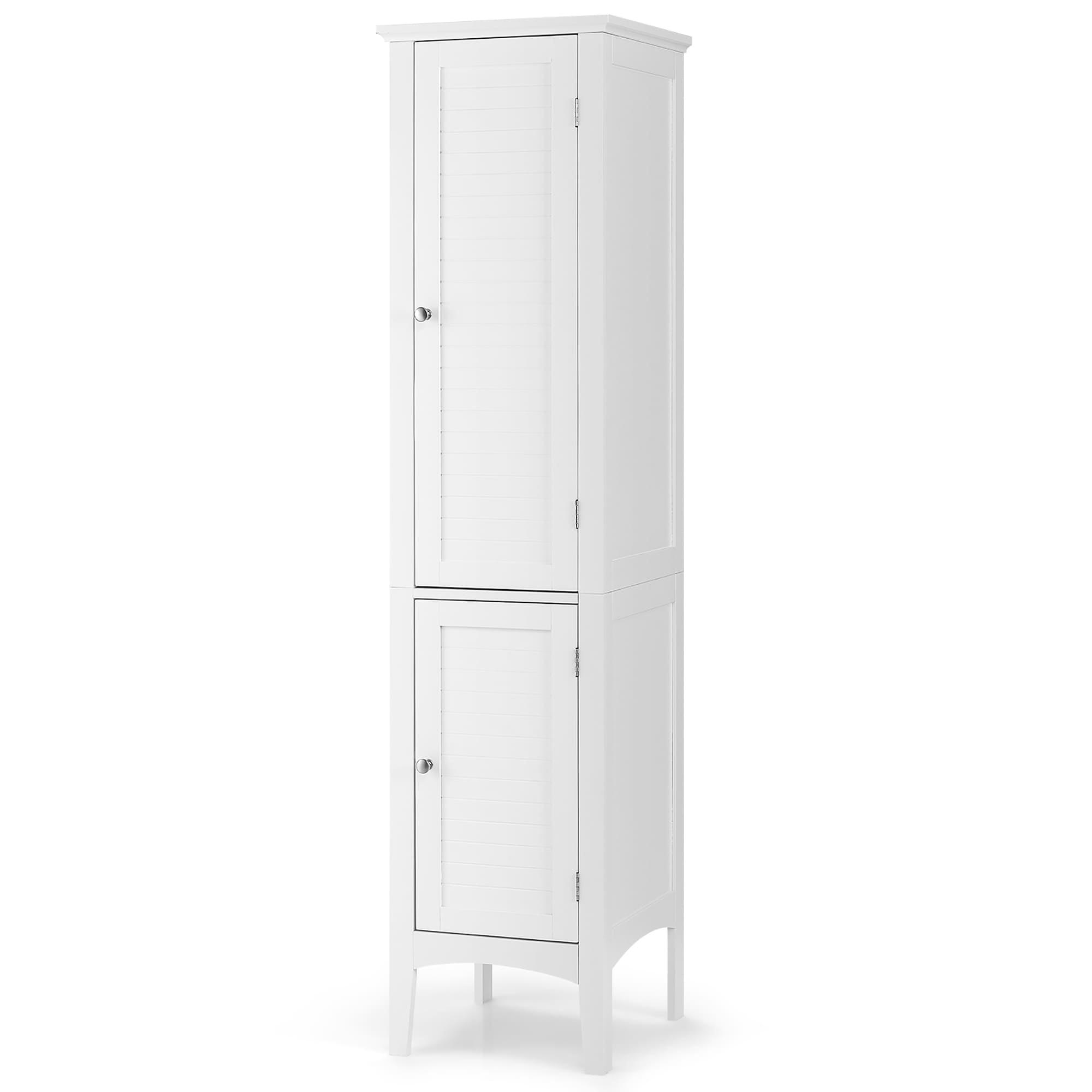 Gabinete de Torre Independiente de 5 Niveles Gabinete de Almacenamiento de Baño Alto Blanco