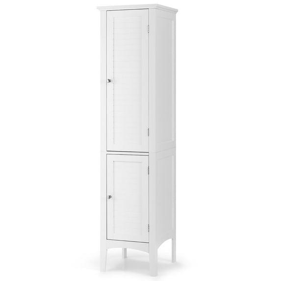 Gabinete de Torre Independiente de 5 Niveles Gabinete de Almacenamiento de Baño Alto Blanco