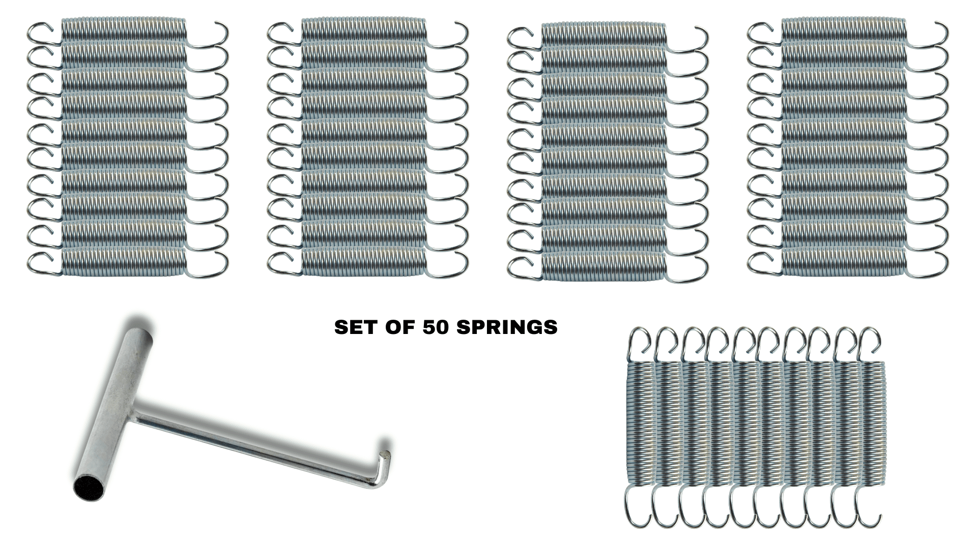 Jumpking Jumpking Heavy Duty Trampoline Springs 5.5 inch for Trampolines, Stainless Steel Trampoline Replacement Springs including Spring Pulling Tool (Set of 44)