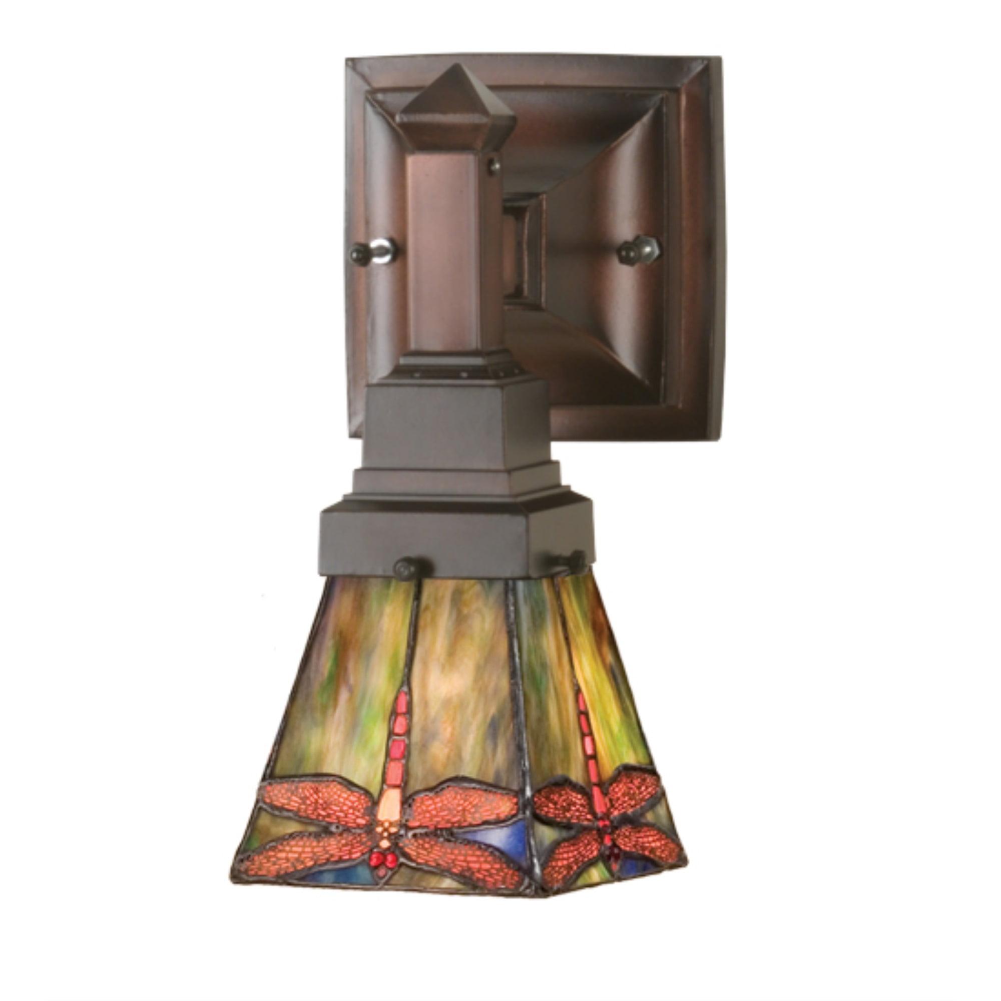 Aurora Midnight 1-Light Stained Glass Sconce in Mahogany Bronze