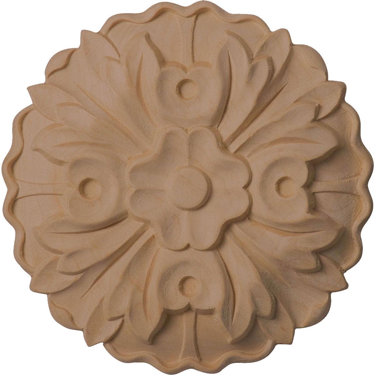 5" Unfinished Rubberwood Floral Round Rosette