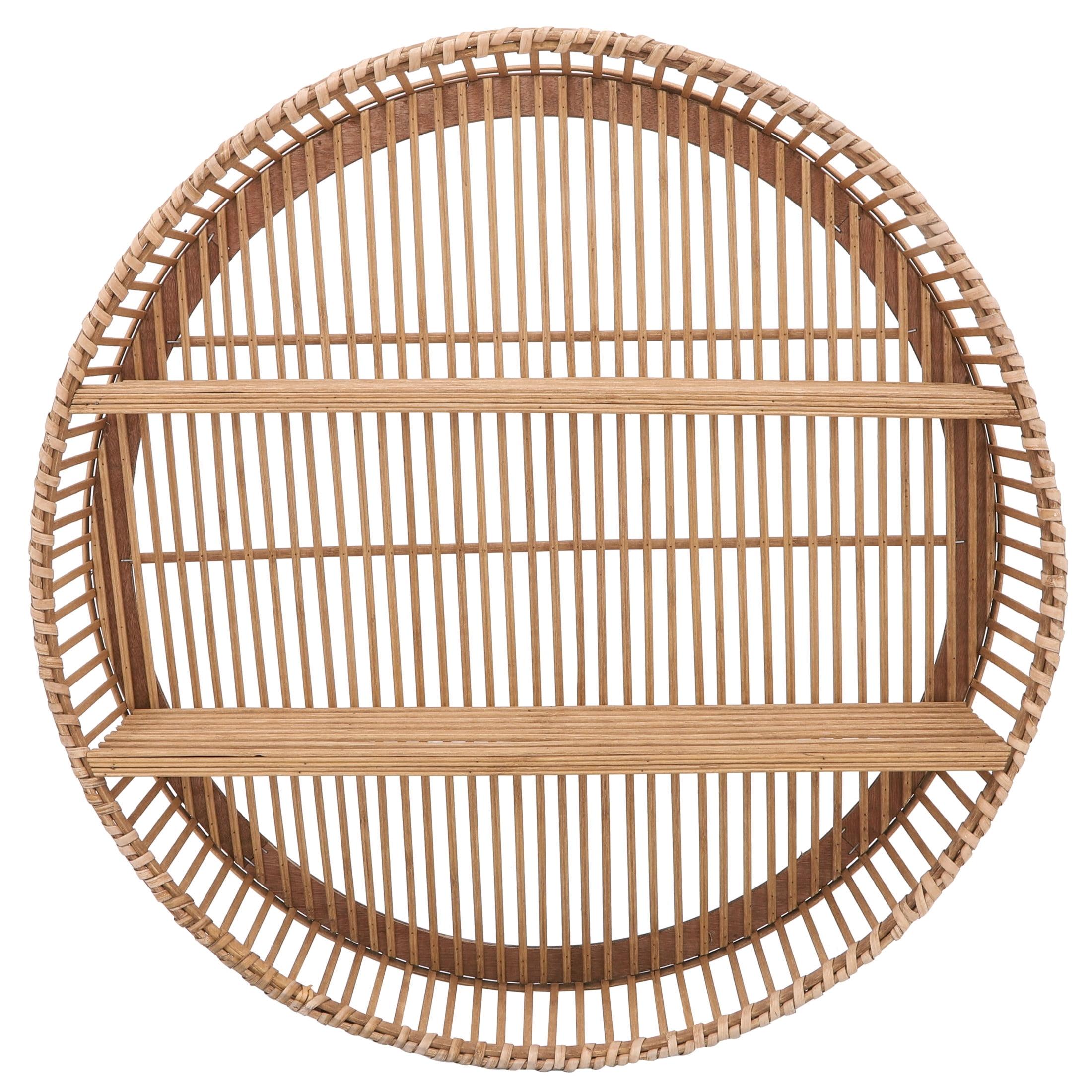 5"Wx31" Diameter, Bamboo Wall Shelf, Natural Finish, Rustic and Decorative Storage Solution for Bedroom, Bathroom,