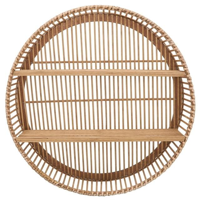 5"Wx31" Diameter, Bamboo Wall Shelf, Natural Finish, Rustic and Decorative Storage Solution for Bedroom, Bathroom,