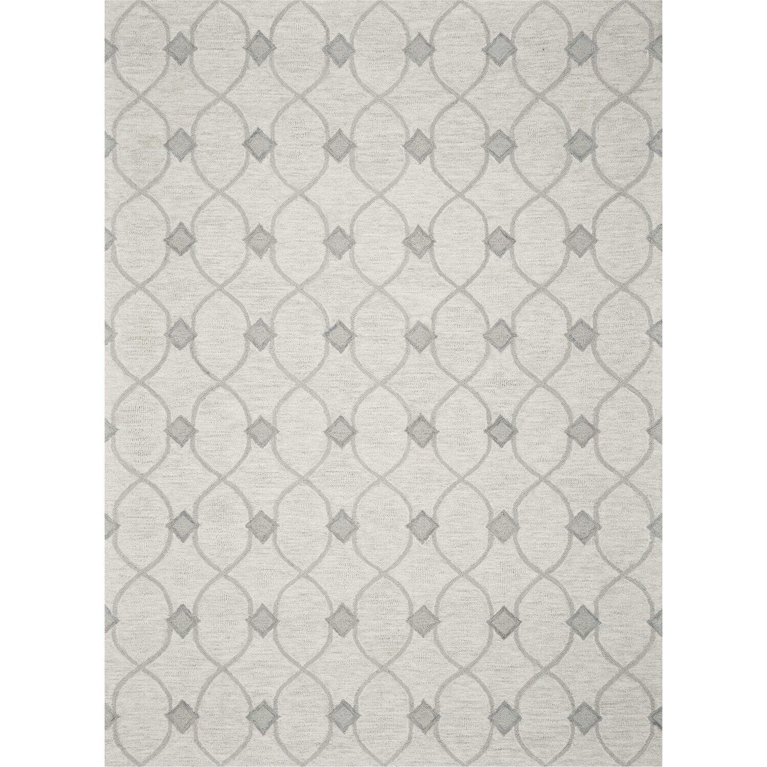 Ivory and Gray Tufted Wool Rectangular Rug