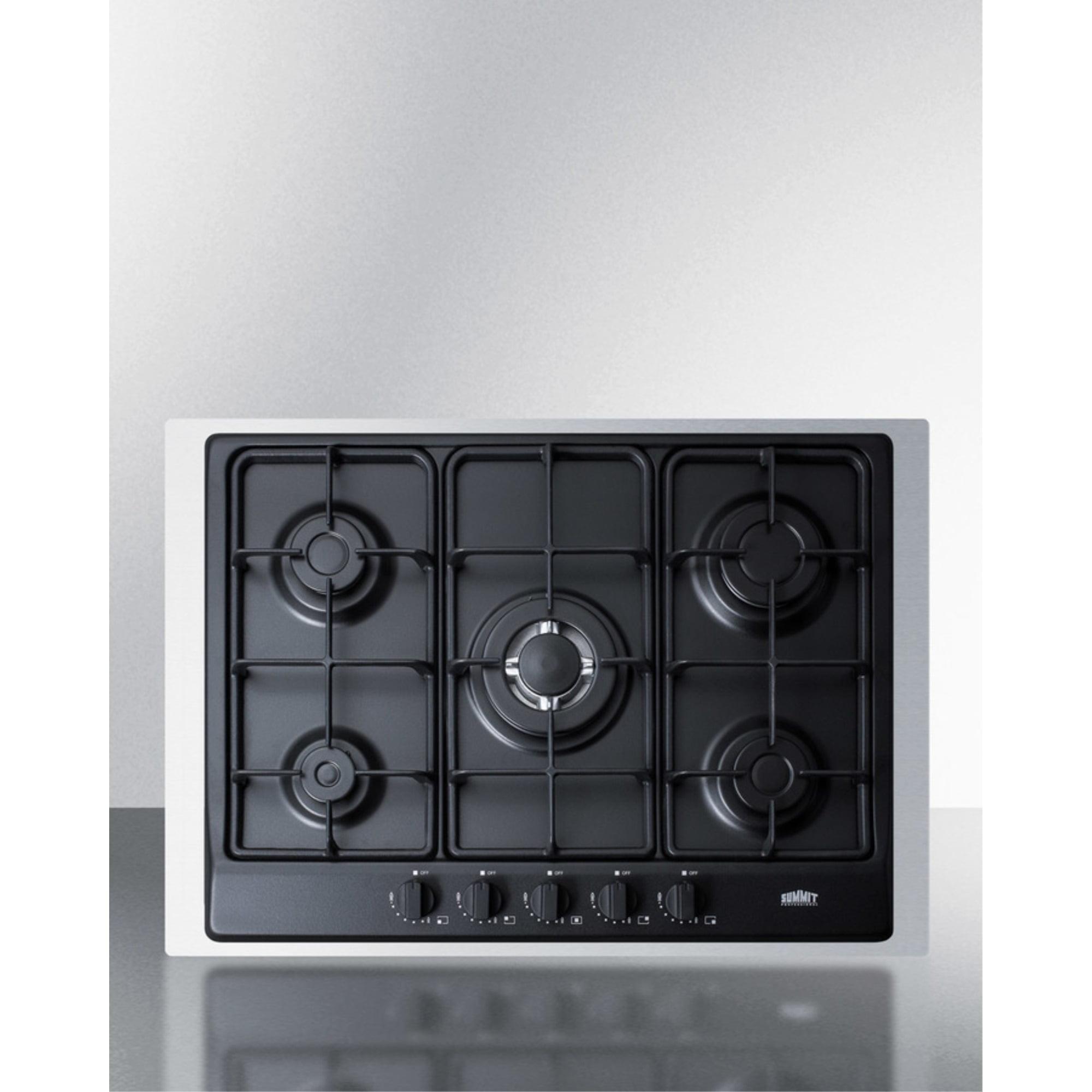 Summit 30" Black Stainless Steel 5-Burner Gas Cooktop