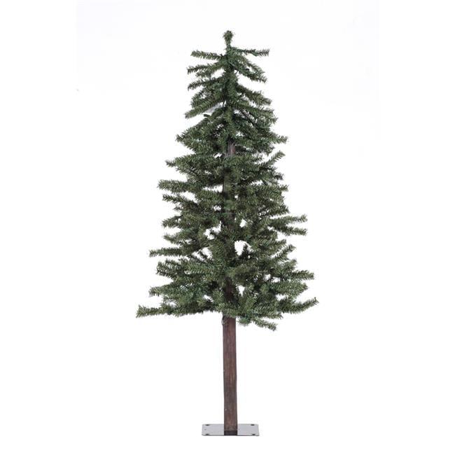 5' Green PVC Alpine Christmas Tree with Natural Bark Trunk