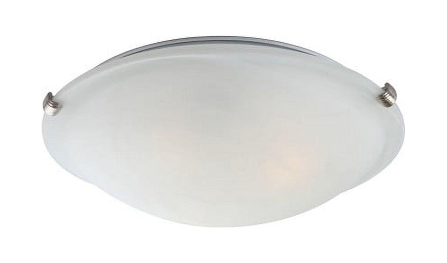 Brushed Nickel Alabaster Glass Round Flush Mount Ceiling Light