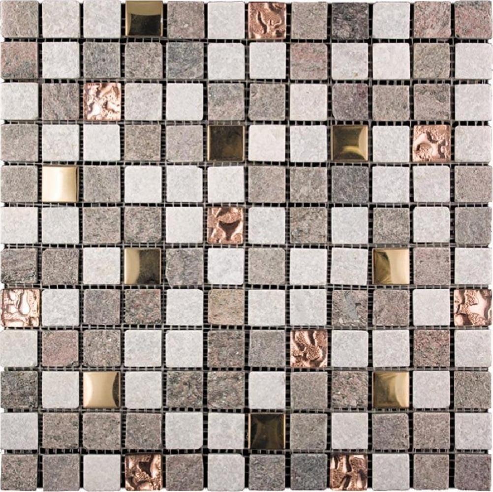 12" x 12" Multicolor Glass and Metal Mosaic Tile