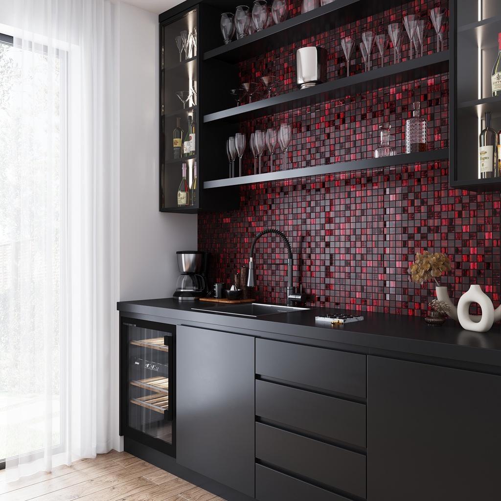 Jam Red Polished and Matte Glass Mosaic Tile Pack