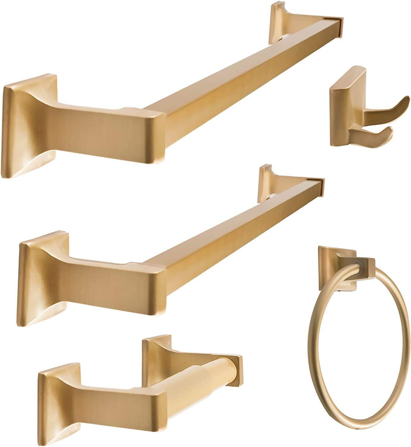 Satin Brass Heavy Duty 5-Piece Bathroom Hardware Set