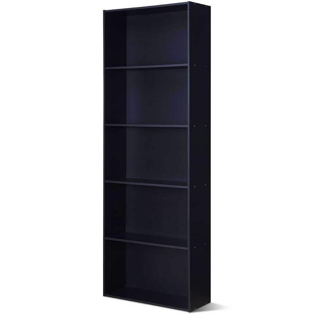 5-tier Modern Multifunctional Display Storage Bookshelf Black