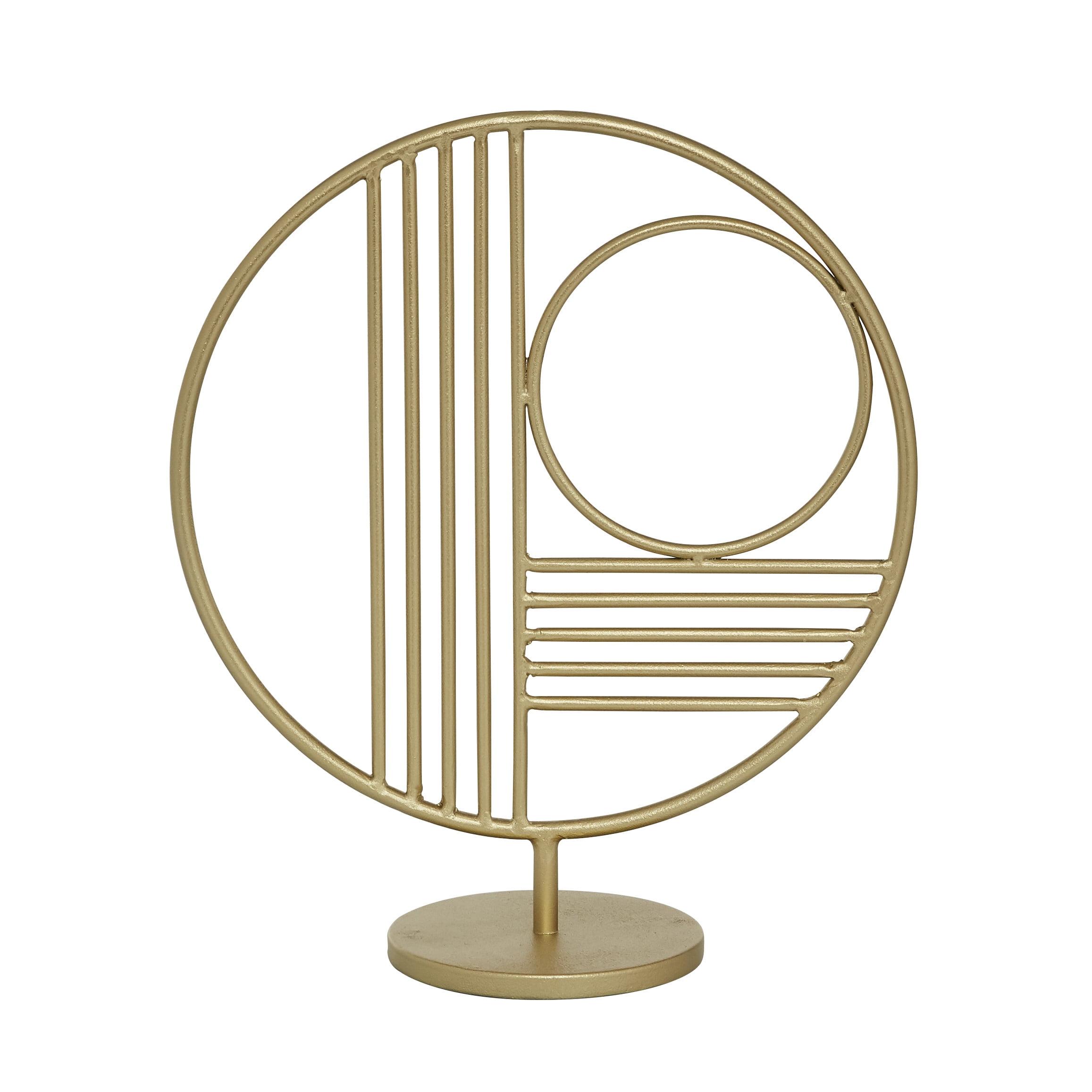 Gold Metal Geometric Round Sculpture 5" x 14"