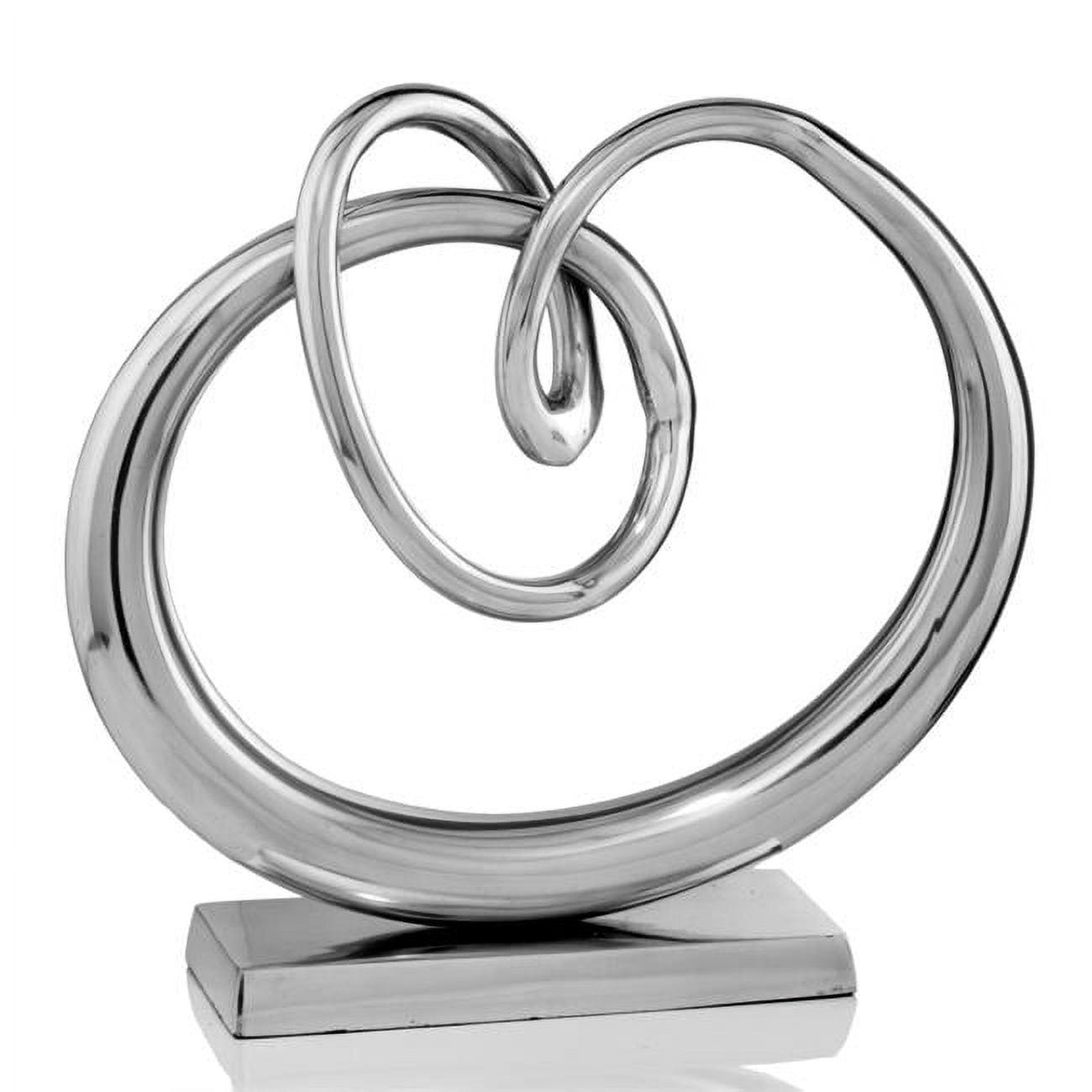 Sleek Silver Cast Aluminum Twisted Knot Statue