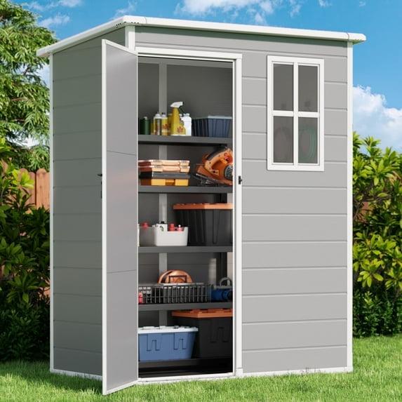 Aiho 8x6ft Secure Lockable Storage Shed - Outdoor Garden Shed with Double Doors, Gray