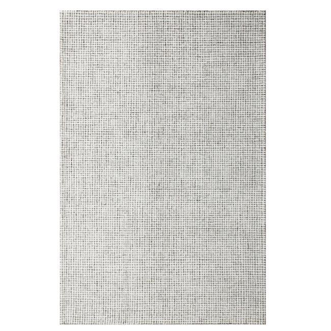 Gray and Ivory Wool Checkered 5' x 7' Hand Tufted Area Rug