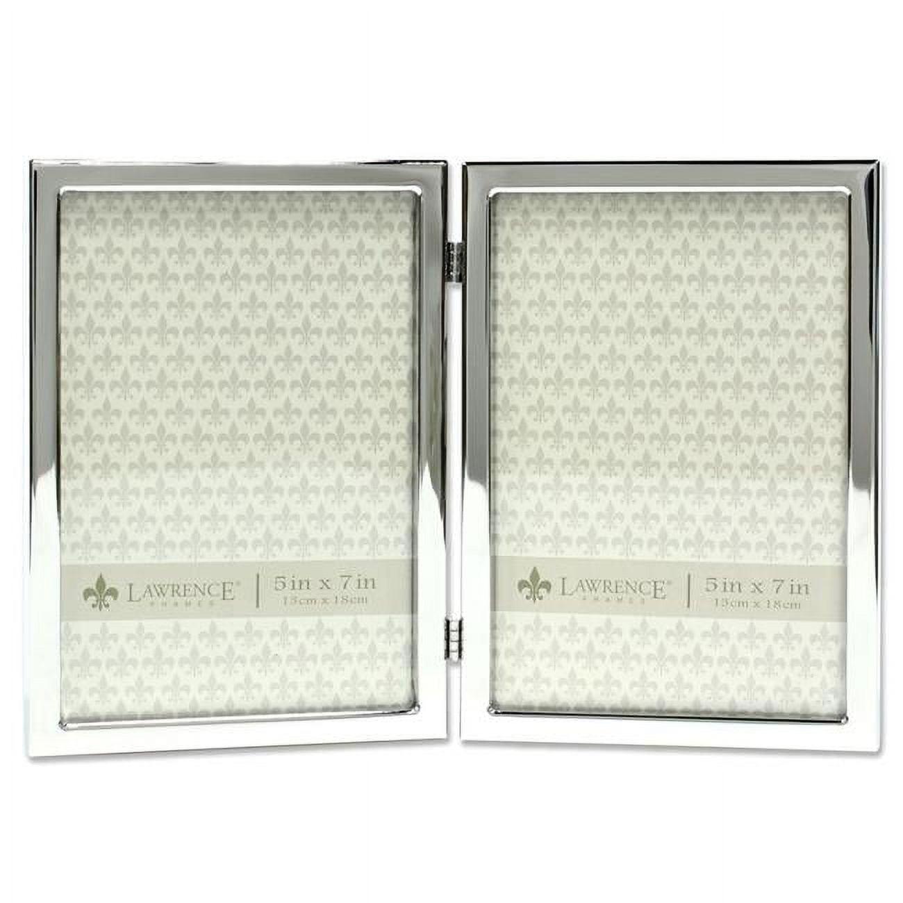 Elegant Silver 5x7 Hinged Double Photo Frame with Velvet Backing