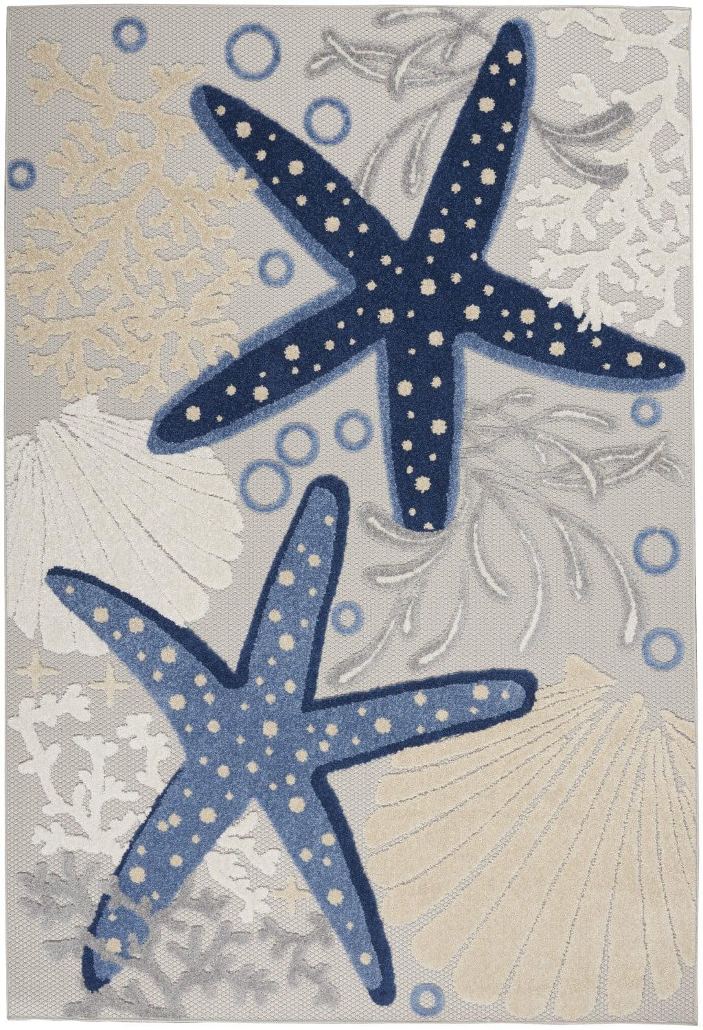 5â€™ x 8' Blue and Gray Indoor Outdoor Area Rug