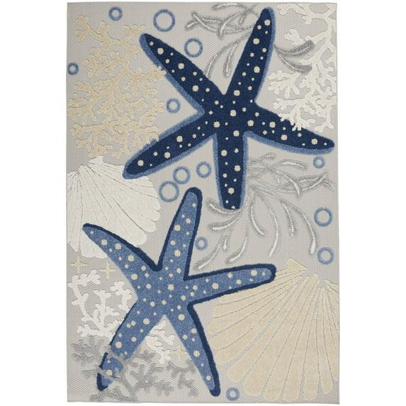 5â€™ x 8' Blue and Gray Indoor Outdoor Area Rug