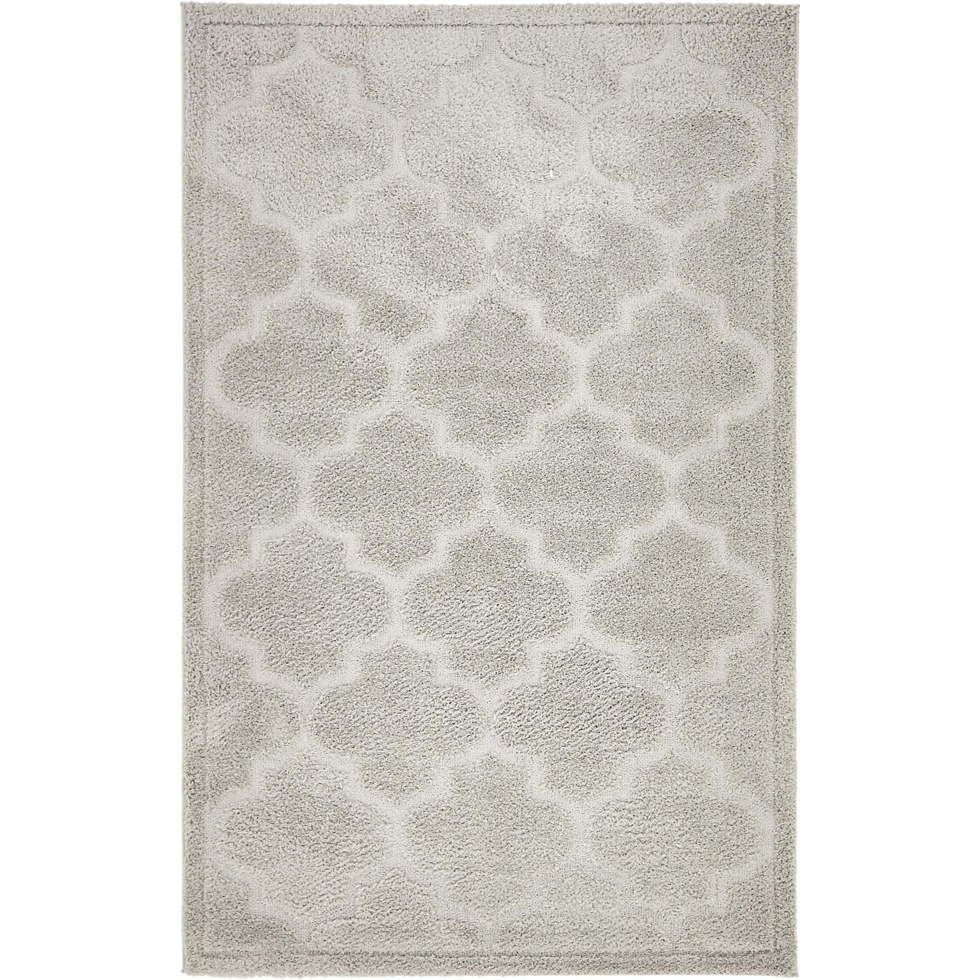 Elegant Trellis 5' x 8' Gray Shag Area Rug with Easy Care