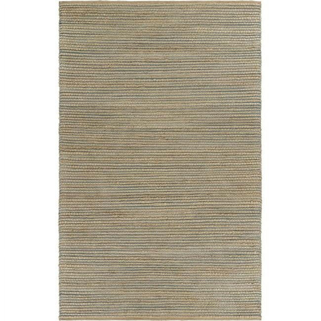 Hand-Knotted Blue and Tan Striated 9' x 12' Area Rug