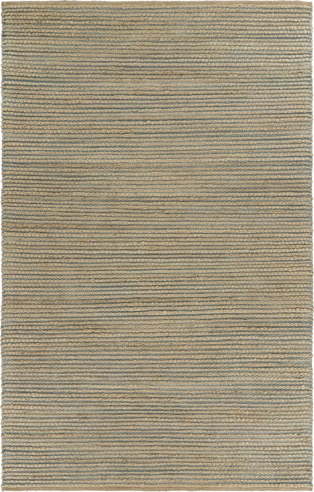 Hand-Knotted Blue and Tan Striated 9' x 12' Area Rug