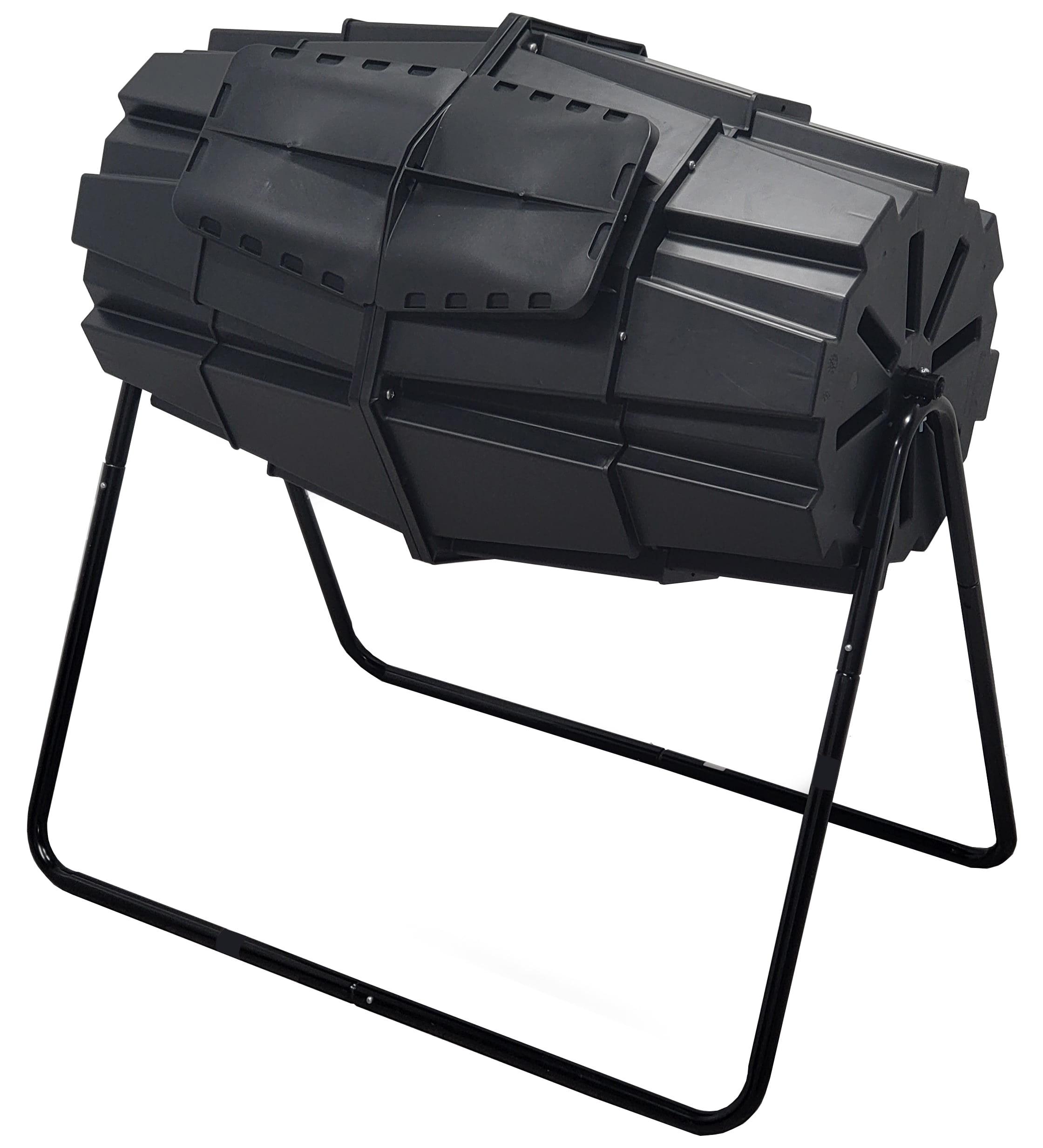 Black 50 Gallon Recycled Plastic Outdoor Compost Tumbler