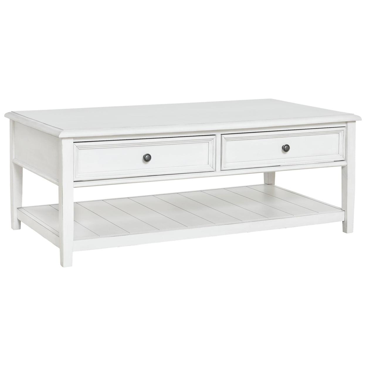 Classic White Rectangular Lift-top Coffee Table with Storage