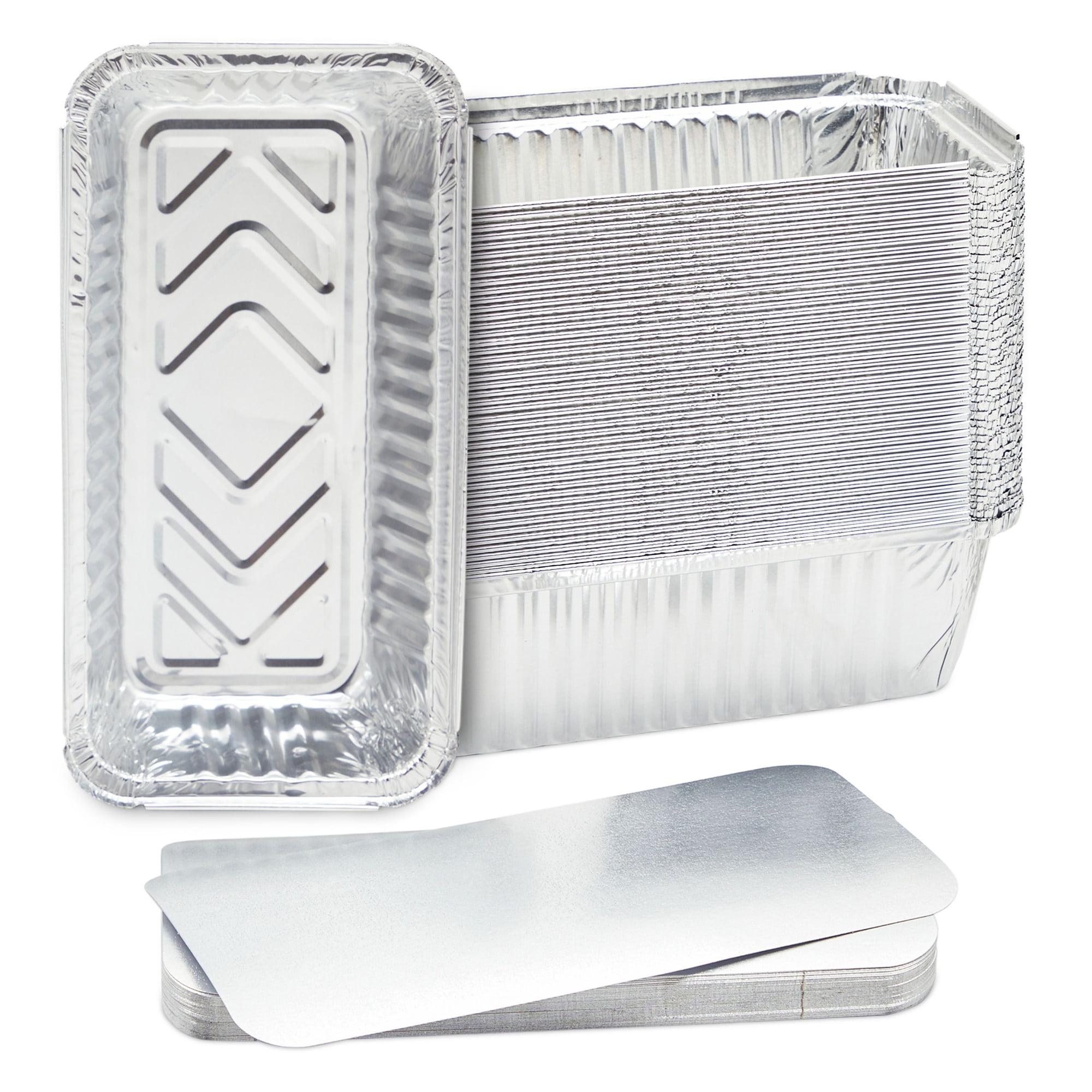 Juvale 50 Pack Disposable Aluminum Loaf Pans with Lids, 22oz Tins for Baking, Heating, Storing, 8.5 x 2.5 x 4.5 In