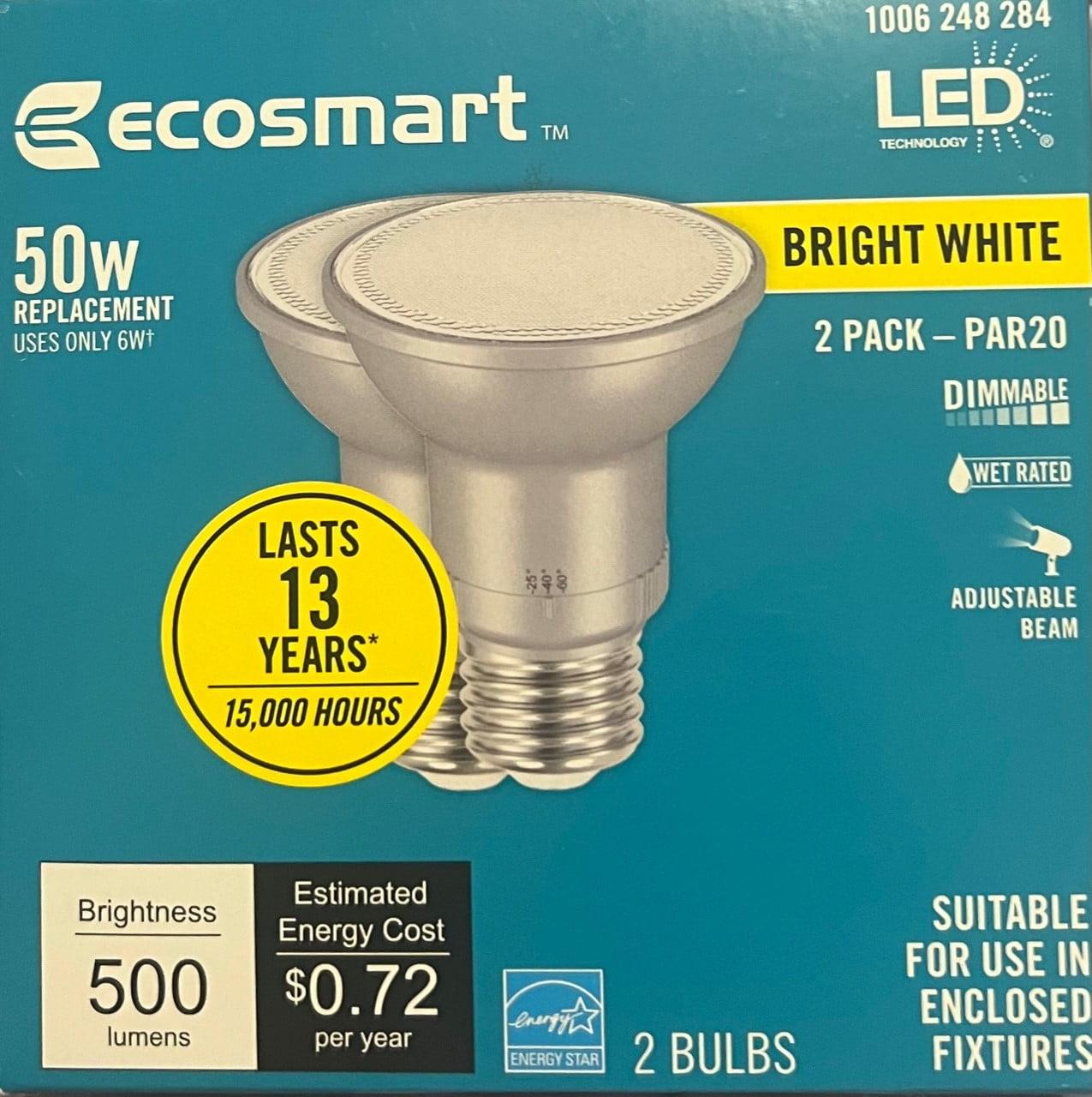 EcoSmart Bright White Dimmable LED Light Bulbs 2-Pack