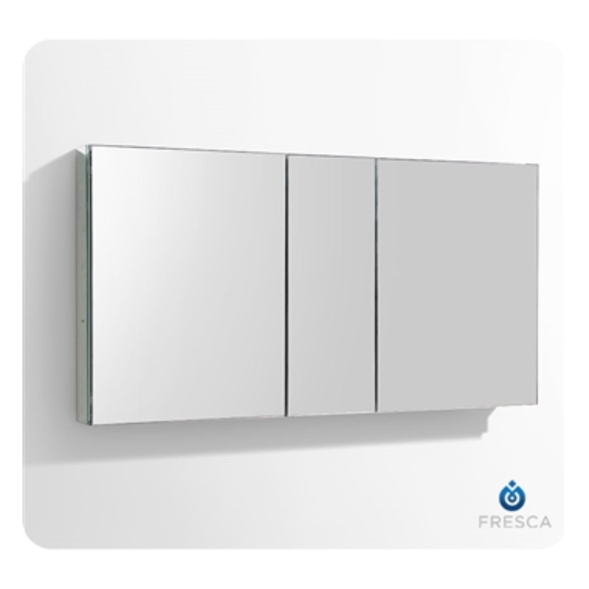 Senza 49" W x 26" H Surface/Recessed Mount Bathroom Medicine Cabinet with 4 Adjustable Shelves