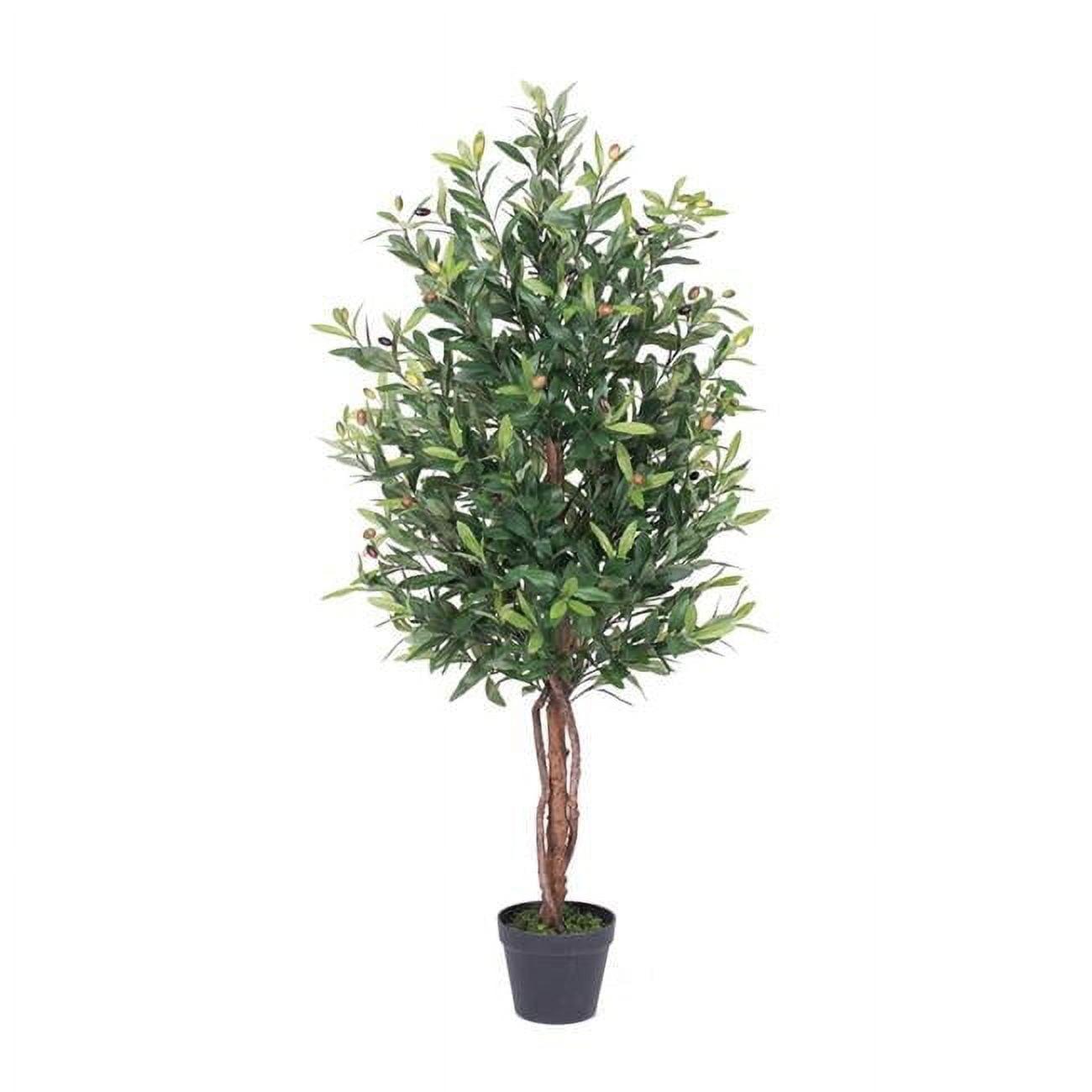 50-Inch Tall Faux Olive Tree in Black Planter