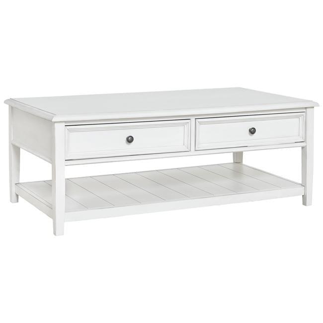 50 in. Modern Rectangular Coffee Table with 2 Drawers, Classic White