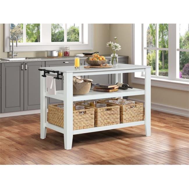 Birch Lane™ Argens Transitional Rectangular Kitchen Island with Natural Marble Top in White