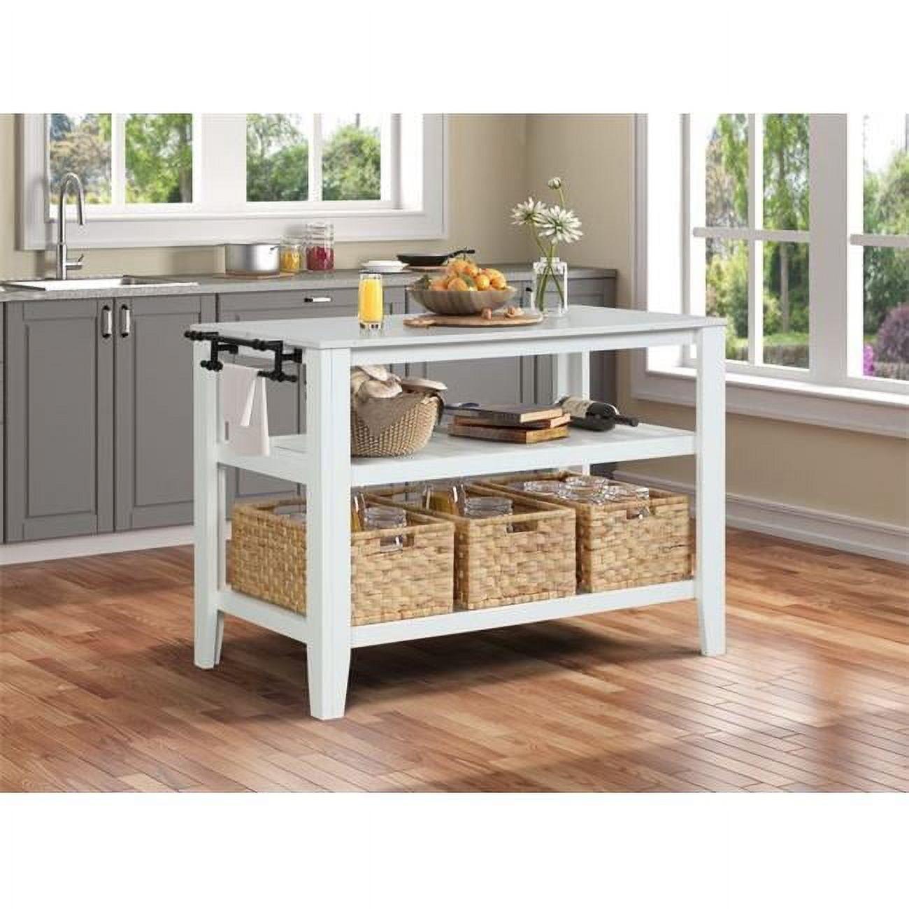 Birch Lane™ Argens Transitional Rectangular Kitchen Island with Natural Marble Top in White