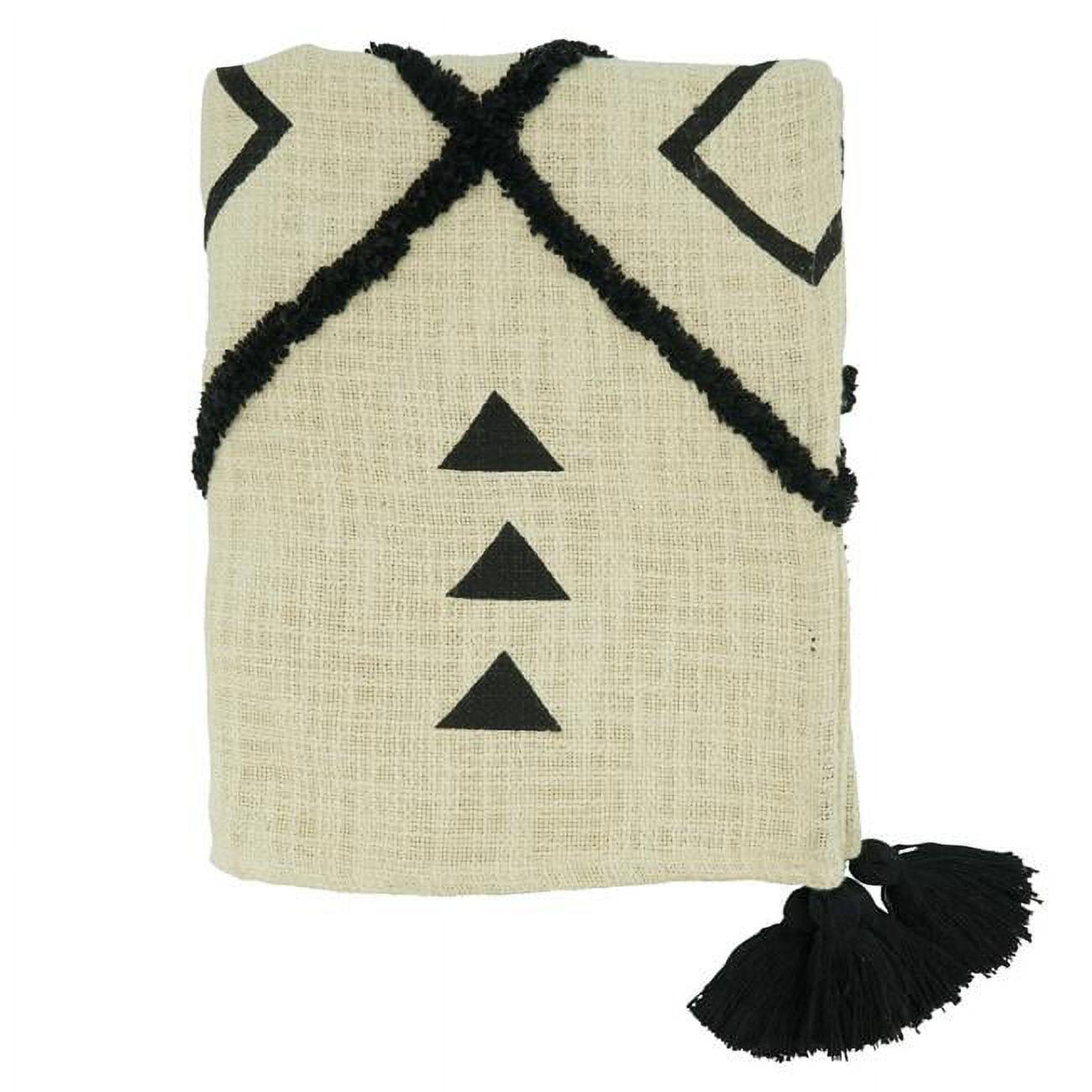 Black and White Cotton Diamond Tufted Throw Blanket