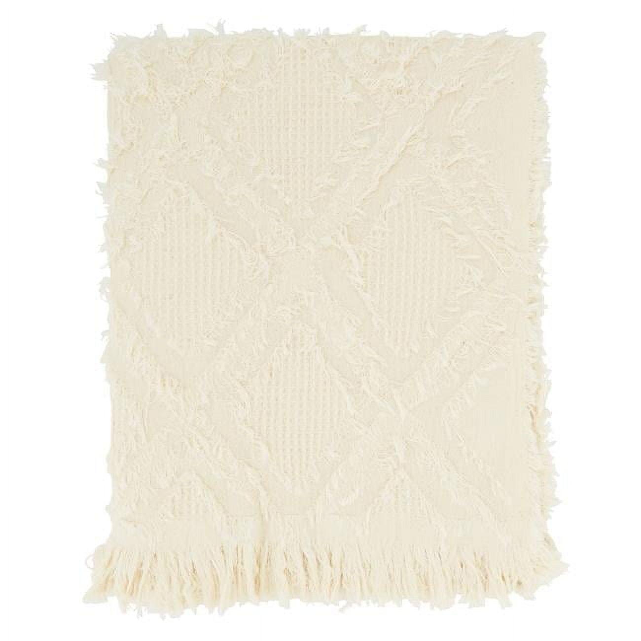 Saro Lifestyle Throw Blanket With Fringe Waffle Weave Design