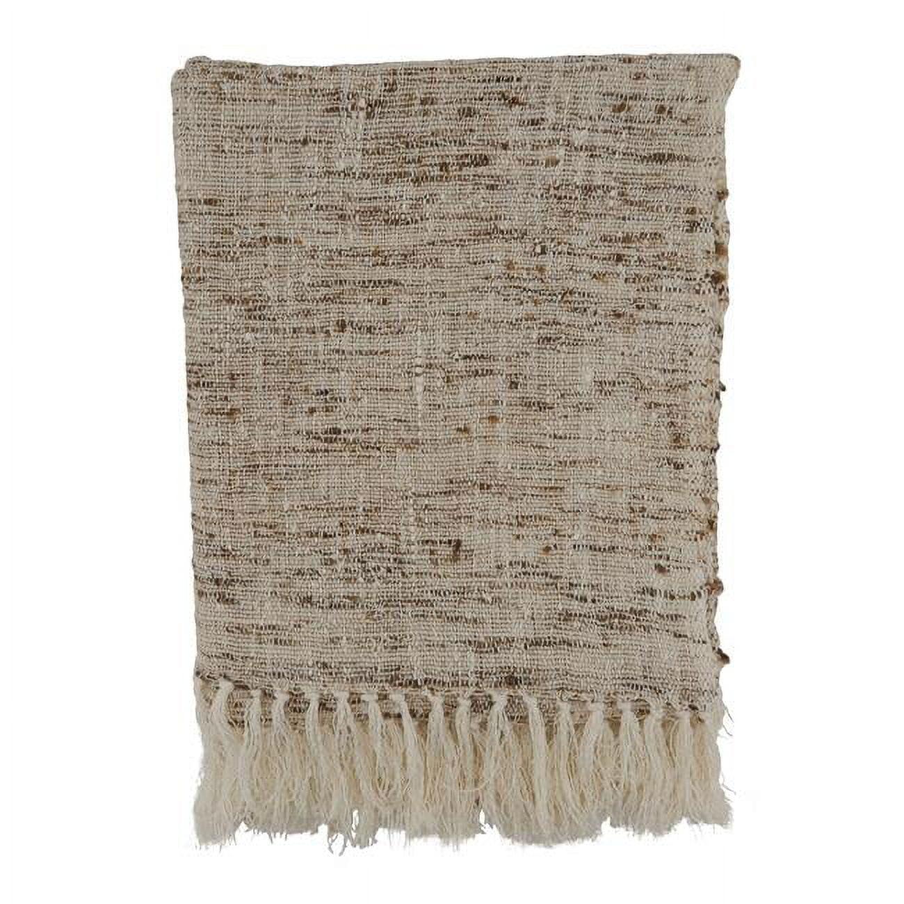 Cozy Oatmeal Textured 50x60 Throw Blanket with Tasseled Edges