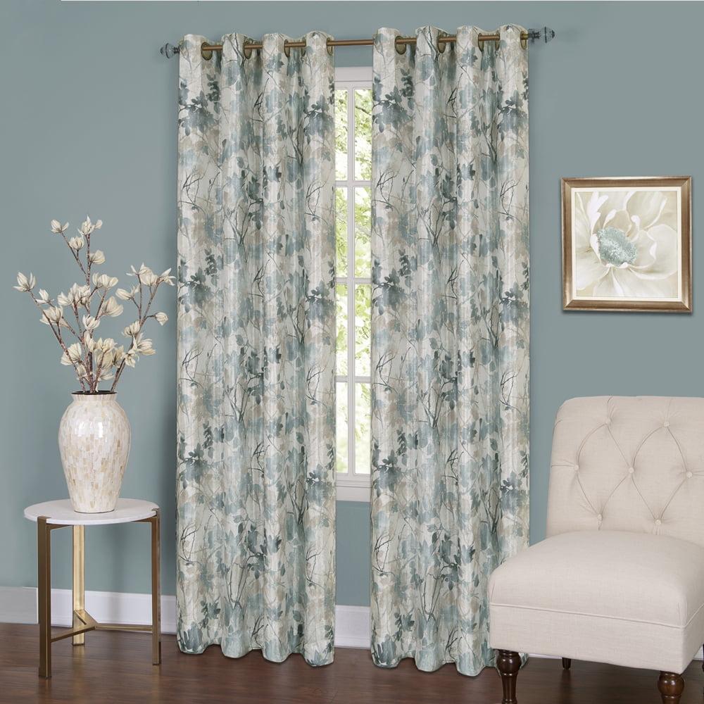 Kate Aurora Country Living 100% Thermal Lined Grommet Top Floral Room Darkening Curtains - 50 in. W x 63 in. L, Blue