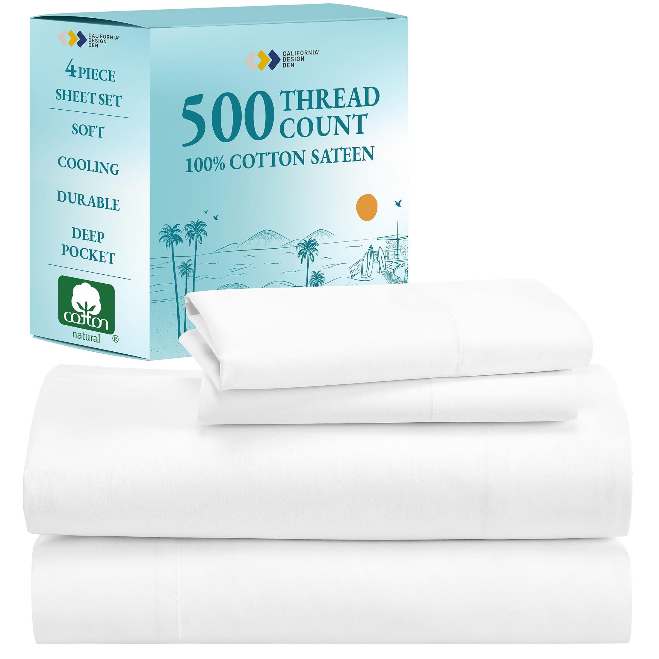 California King Bright White Cotton Deep Pocket Sheet Set