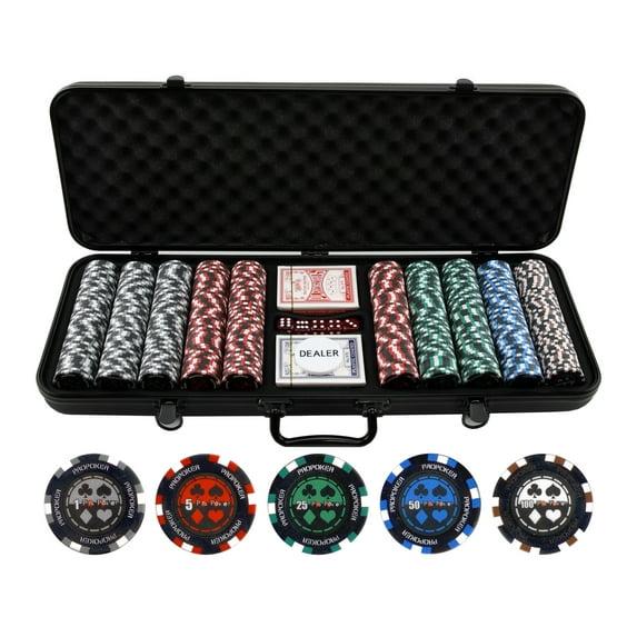 500pc Pro Poker 13.5g Clay Poker Chips Set - 13.5g Poker Chips - New Black ABS Case