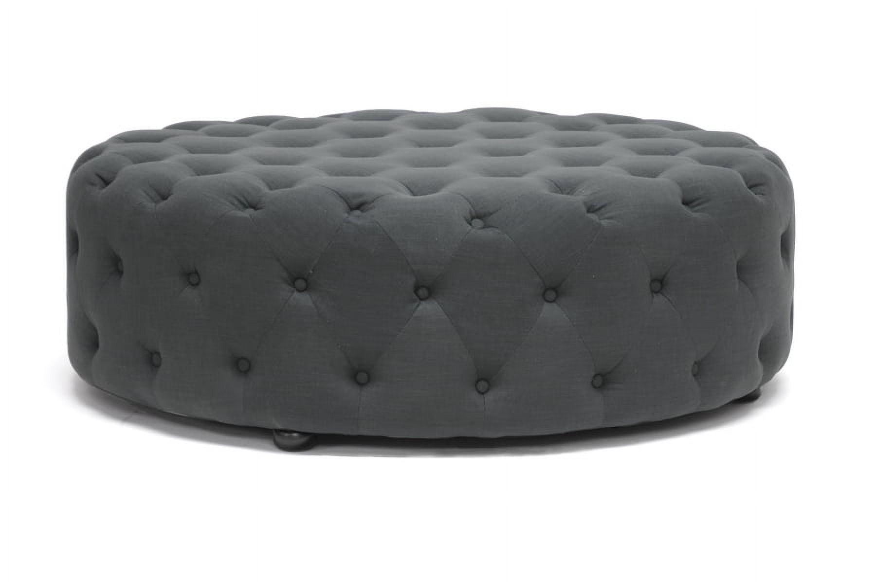 Cardiff Linen Modern Tufted Ottoman - Baxton Studio