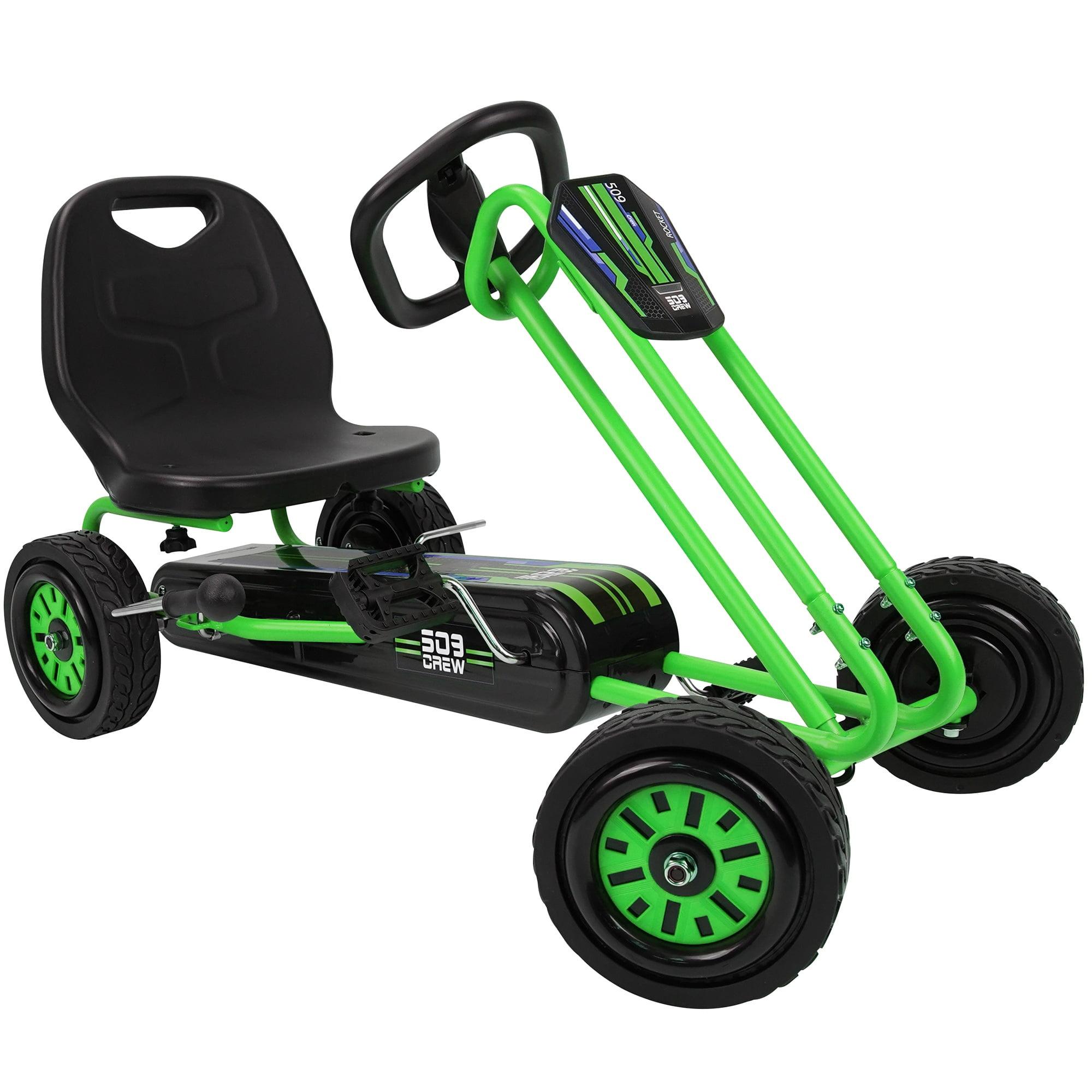 Rocket Pedal Go Kart W/ Ergonomic Adjustable Seat & Sharp Handling, Green