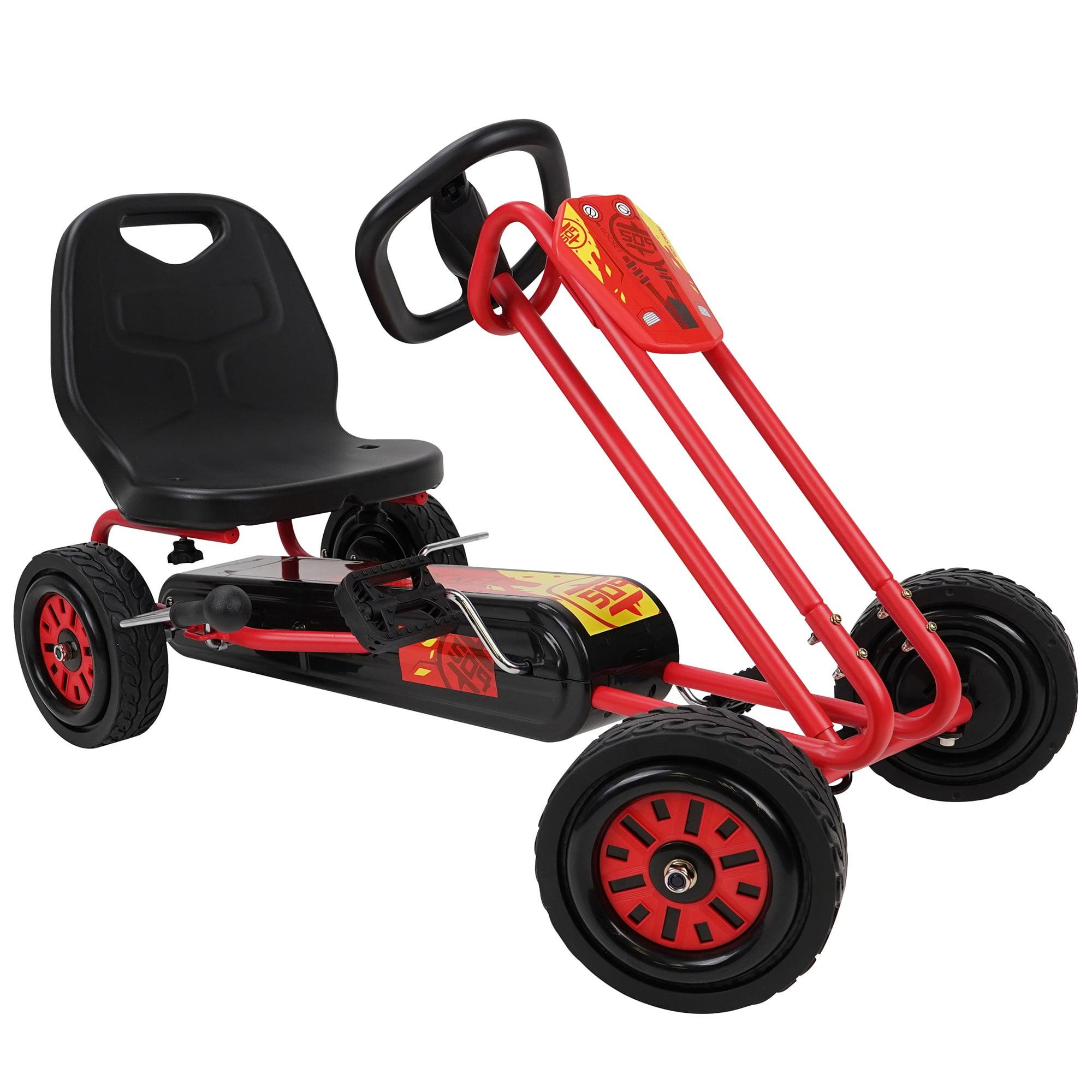 Rocket Pedal Go Kart W/ Ergonomic Adjustable Seat & Sharp Handling, Red