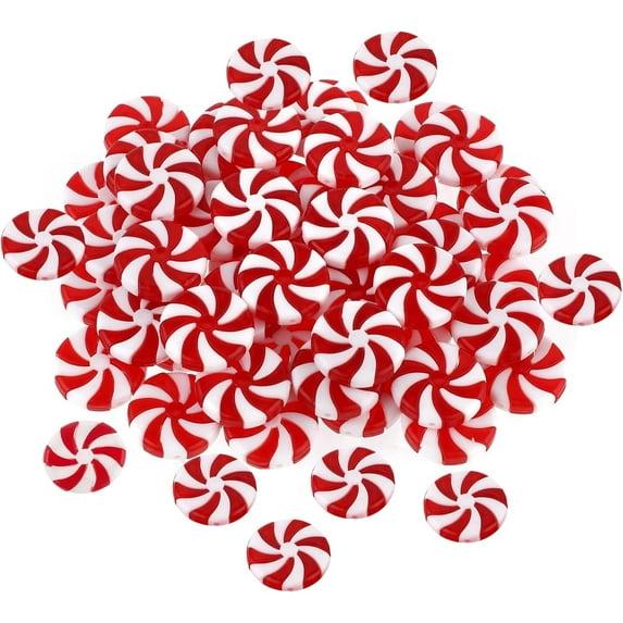 Candy Cane Christmas Decorations, 50Pcs Plastic Fake Candy Peppermint Candy Ornaments for Xmas Holiday Decor Party Favors Crafts