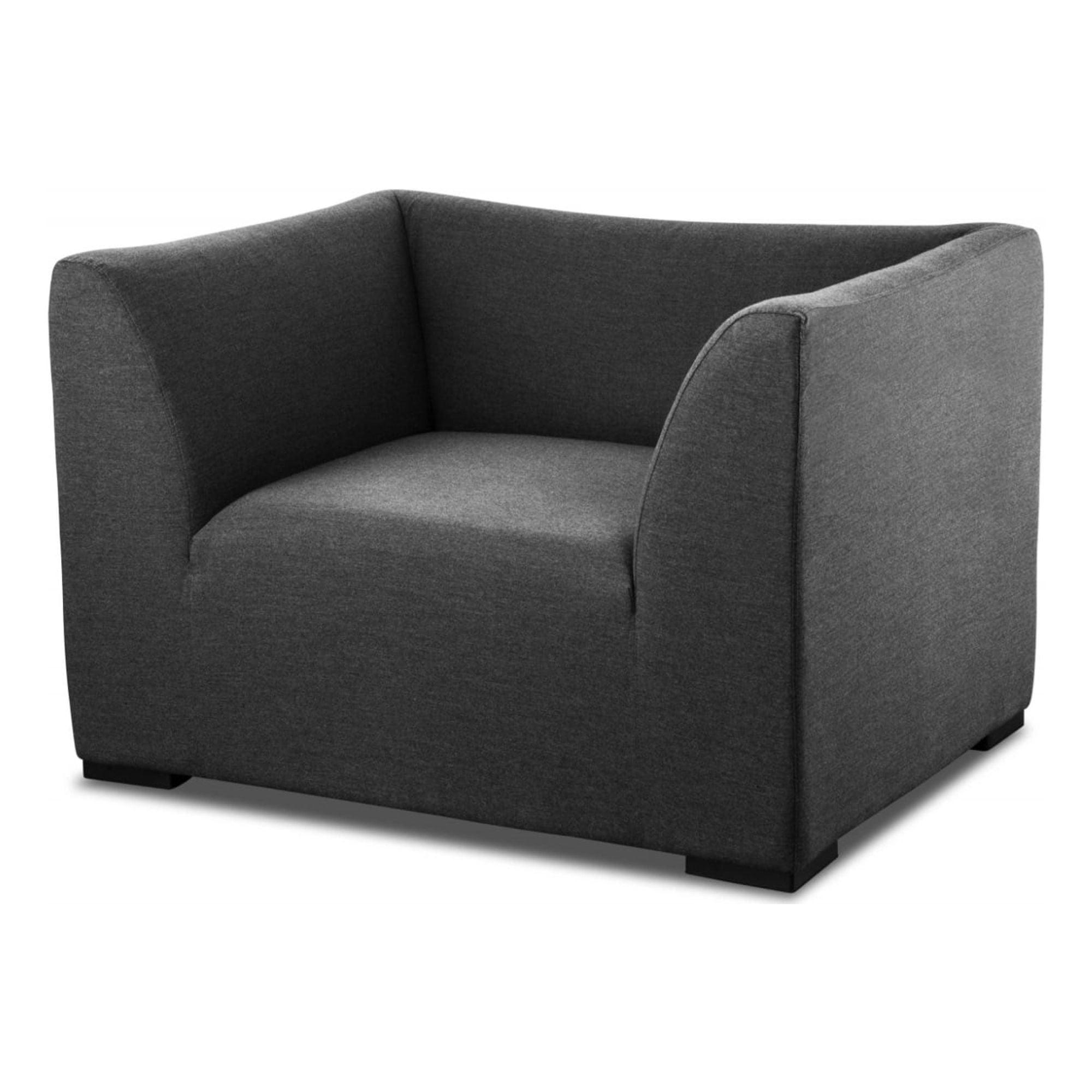 51" Dark Charcoal Fabric Tuxedo Arm Loveseat