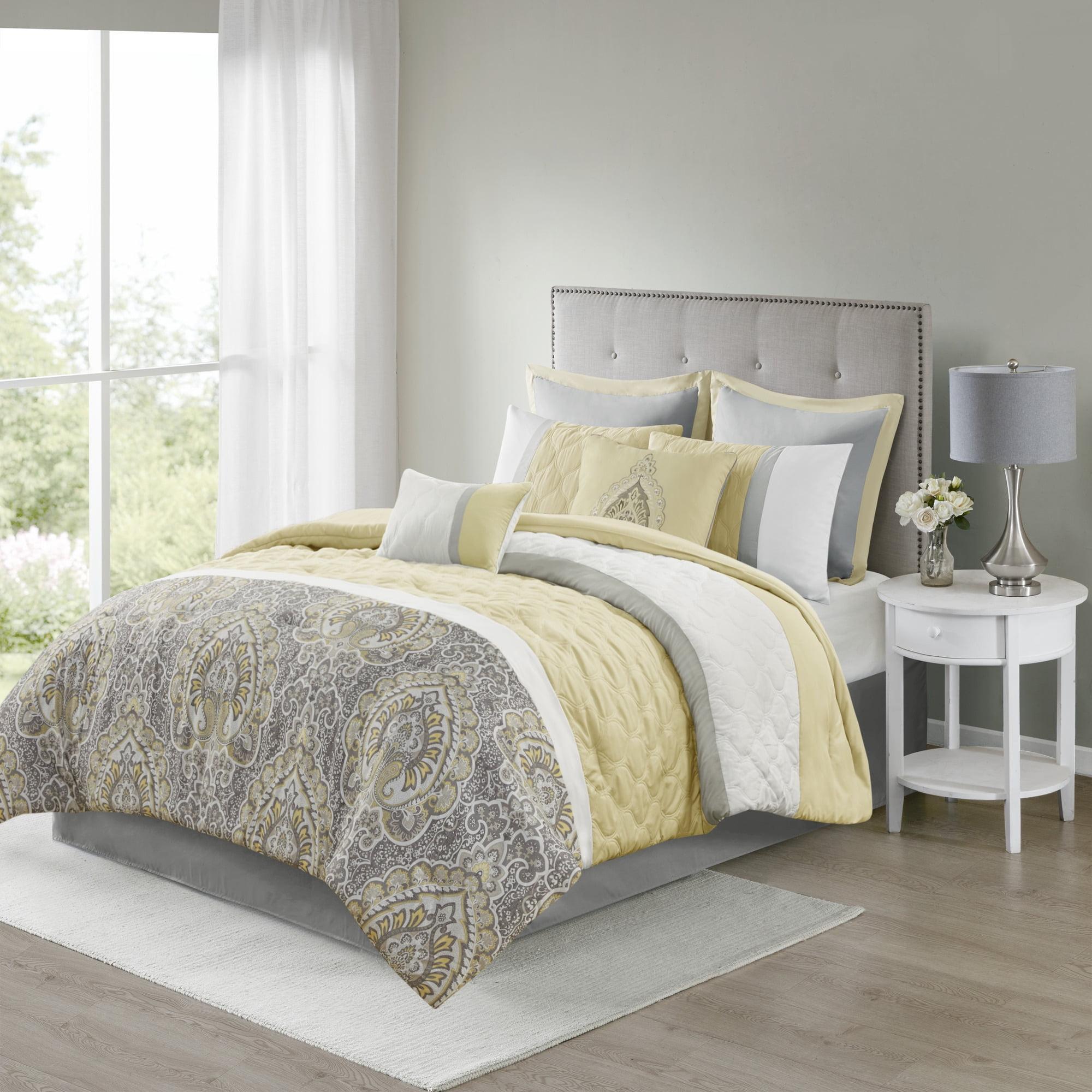 California King Yellow Microfiber Down Alternative 8-Piece Bedspread Set