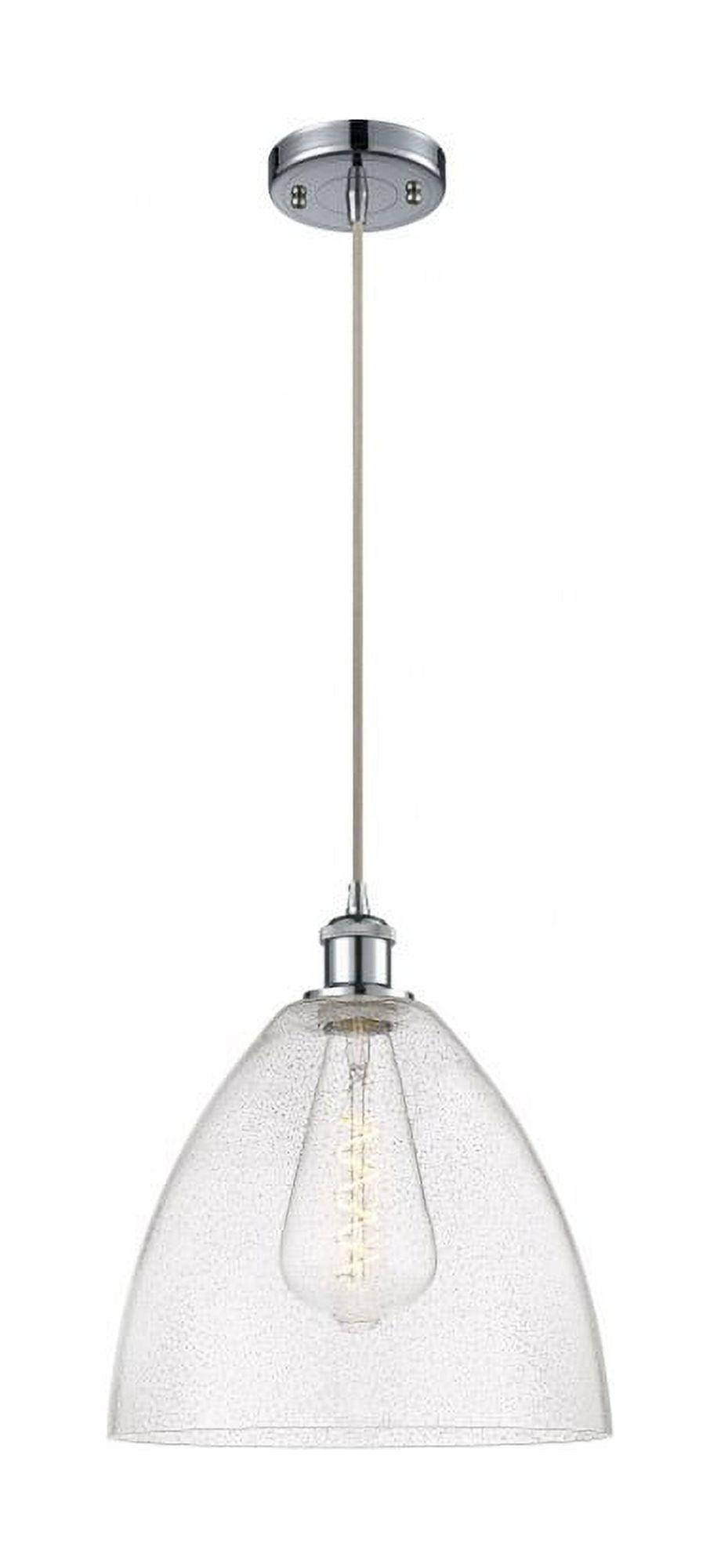 516-1P-WPC-GBD-124 Innovations Lighting Ballston Bristol Glass 1 Light 12" Cord Hung Mini Pendant Polished Chrome/Seedy